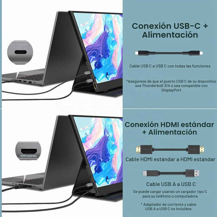 InnoView Monitor portátil, 15.6 pulgadas FHD 1080P HDMI USB C segun...