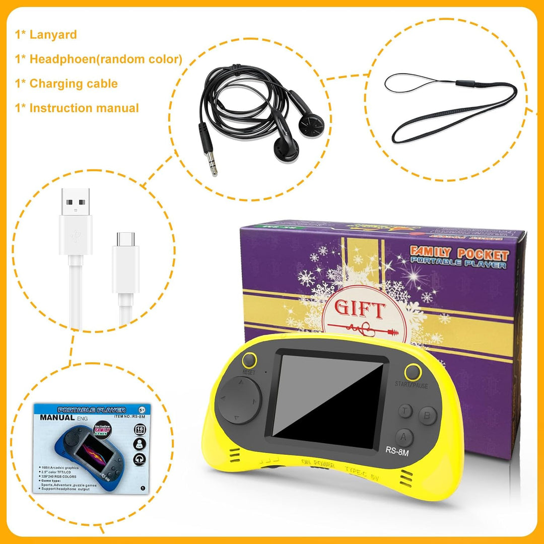 Juegos de mano para niños, videojuego retro de 16 bits con 220 jueg...