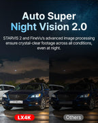 FineVu LX4K True 4K Dual Dash Cam frontal y trasera, STARVIS 2, tarjeta SD
