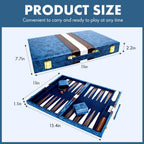ARUOHHA Juegos clásicos de backgammon para adultos, funda de cuero de lujo, interior de fieltro, juego de backgammon de viaje portátil para fiestas y juegos familiares, juego de mesa popular de