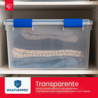 IRIS USA - Contenedor organizador de plástico hermético de 16 cuartos de galón con tapa duradera y sello y hebillas de cierre seguro
