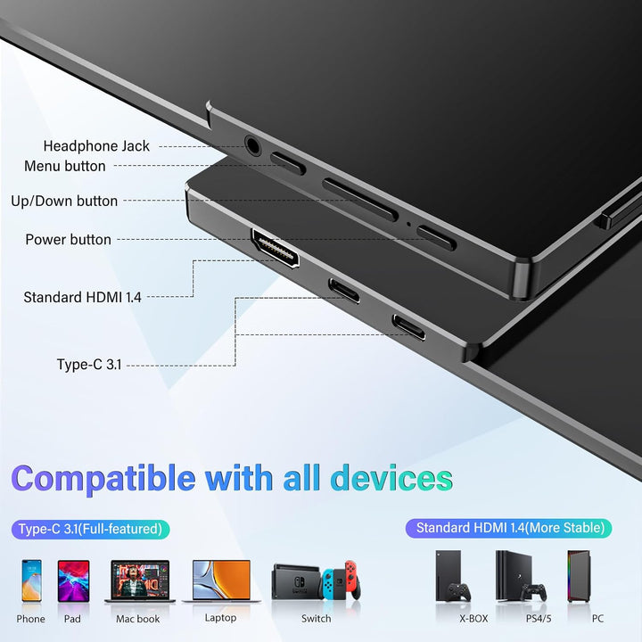 InnoView Monitor portátil de 15.6 pulgadas para portátil FHD 1080P...