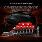 Mould King Kit de modelo de motor V12 que funciona – Juego de bloques de construcción de mini motores motorizados con batería y cambio de marchas, juguete STEM de construcción de automóviles para adultos, kit de ingeniería mecánica de bricolaje (más de