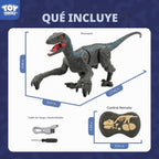STEAM Life Juguetes de dinosaurio a control remoto para niños de 3 a 5 4 a 7 8 a 12, gran velociraptor recargable RC dinosaurio con caminar, luces y sonidos, juguete jurásico realista, regalos de cumpleaños para niños y niñas