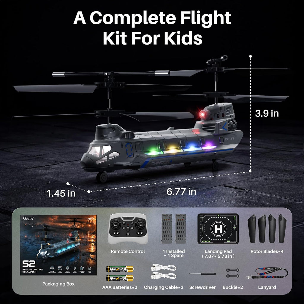 Geyiie Helicóptero RC con rotor en tándem con controles de una sola tecla