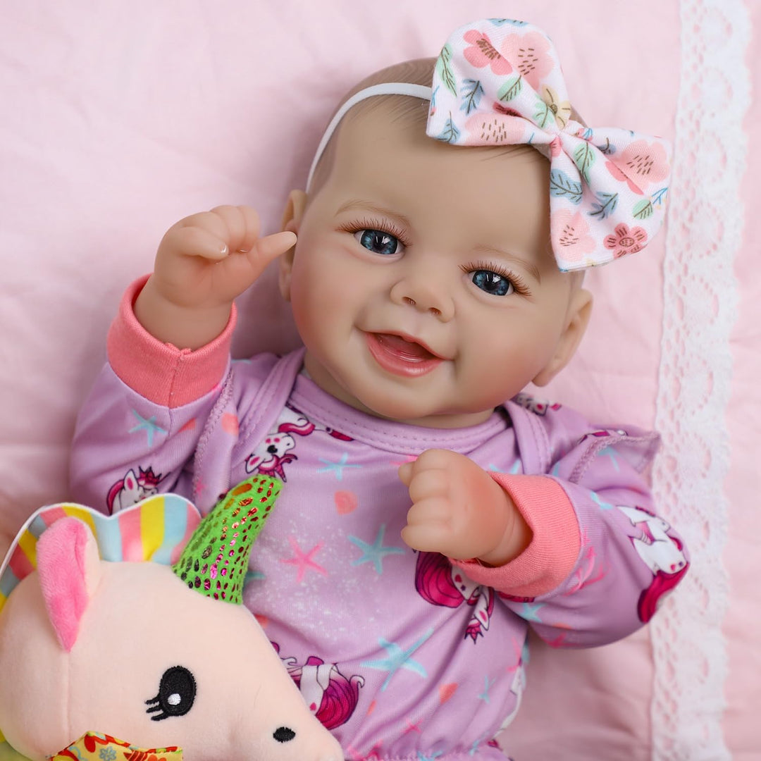 SCOM Muñeca de bebé niña, muñeca realista de cuerpo suave de 18 pul...
