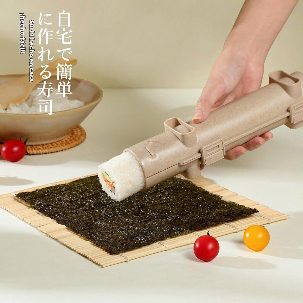 Delamu Kit de fabricación de sushi, kit de rodillos de bazuca 20 en 1 con cuchillo de chef, alfombrillas de bambú, molde de arroz, alfombrillas de sushi Temaki, paleta de arroz, esparcidor, palillos,