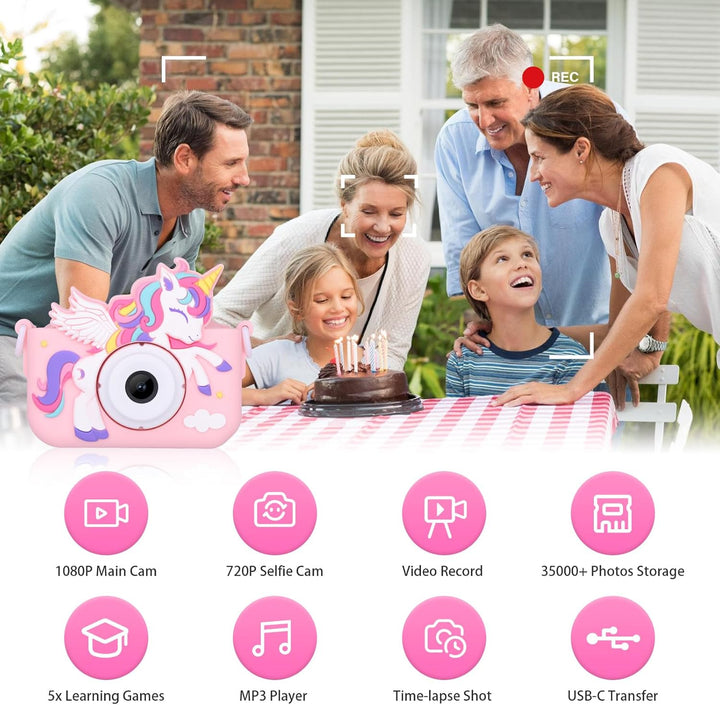 Envyvip Cámara de juguete de unicornio para niñas de 3 a 8 años, cá...