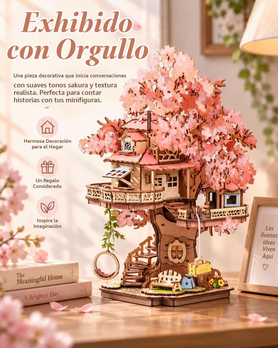 Rolife DIY Miniature House Kits Sakura Tree House 12" 3D Wooden Puzzles