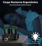 Paquetes de baterías recargables de carga rápida mejoradas con control de luz, 4 x 4080 mWh baterías de controlador Xbox con base de cargador para Xbox Series X|S, One S/X/Elite, fundas y juegos de almacenamiento