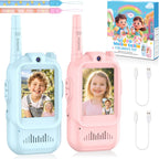 Walkie Talkies de video para niños, paquete de 2 recargables de largo