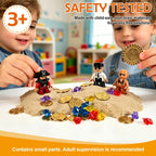 Cofre del tesoro pirata sensorial para niños con arena sensorial