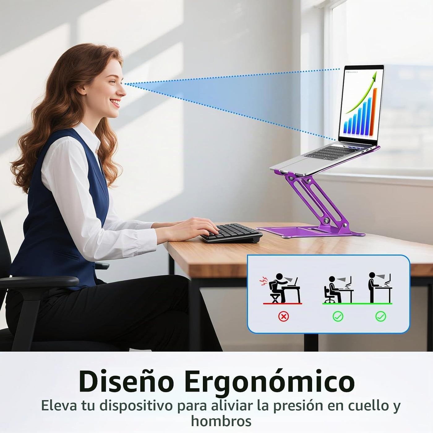 Urmust Soporte ajustable para laptop, soporte para computadora port...