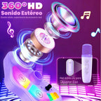 Máquina de karaoke recargable para niños, juguetes con 2 micrófonos inalámbricos, regalos de micrófono para niñas de 3, 4, 5, 6, 7, 8 años, nietos, altavoz Bluetooth con luces LED, regalo de cumpleaños para niños de 3 a 8 años