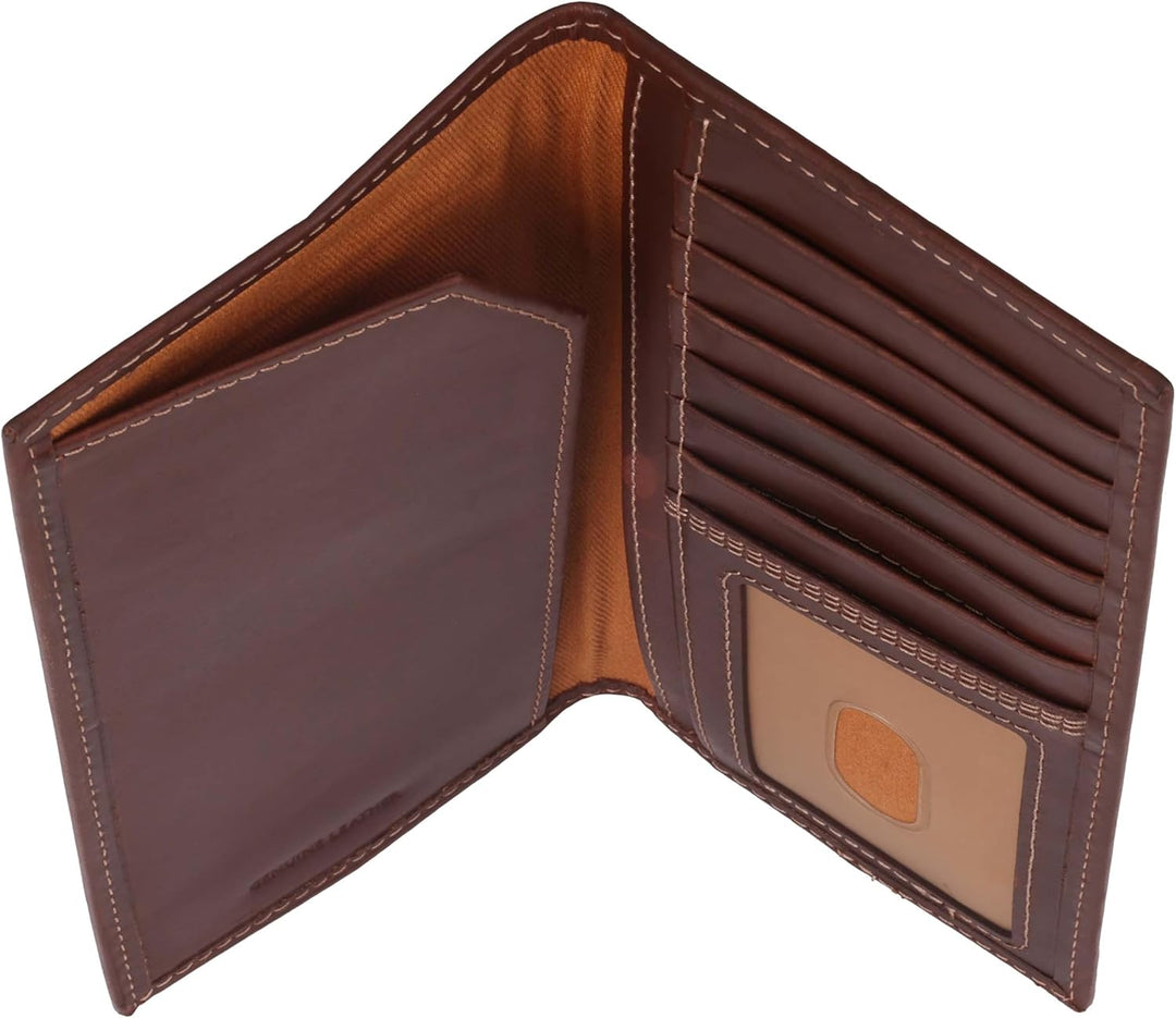 Carhartt Cartera de cuero para hombre con triple puntada, cuero dur...