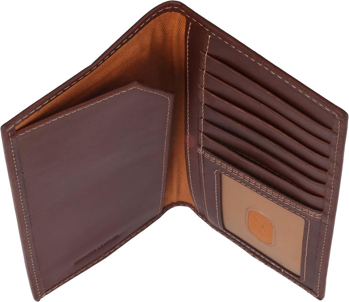 Carhartt Cartera de cuero para hombre con triple puntada, cuero dur...