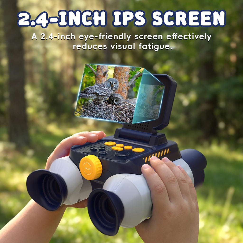 Binoculares para niños con visión nocturna, pantalla HD de 2.4 pulgadas y zoom de 10X para fotos y videos, binoculares de aventura al aire libre, observación de aves, campamento, senderismo