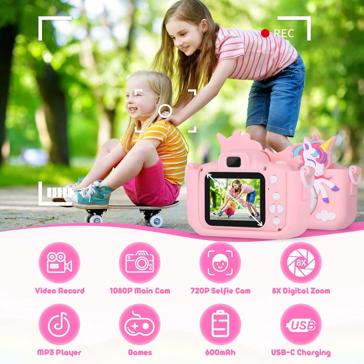 Cámara para niños Unicornio Niñas Juguetes, Cámara digital para niñ...