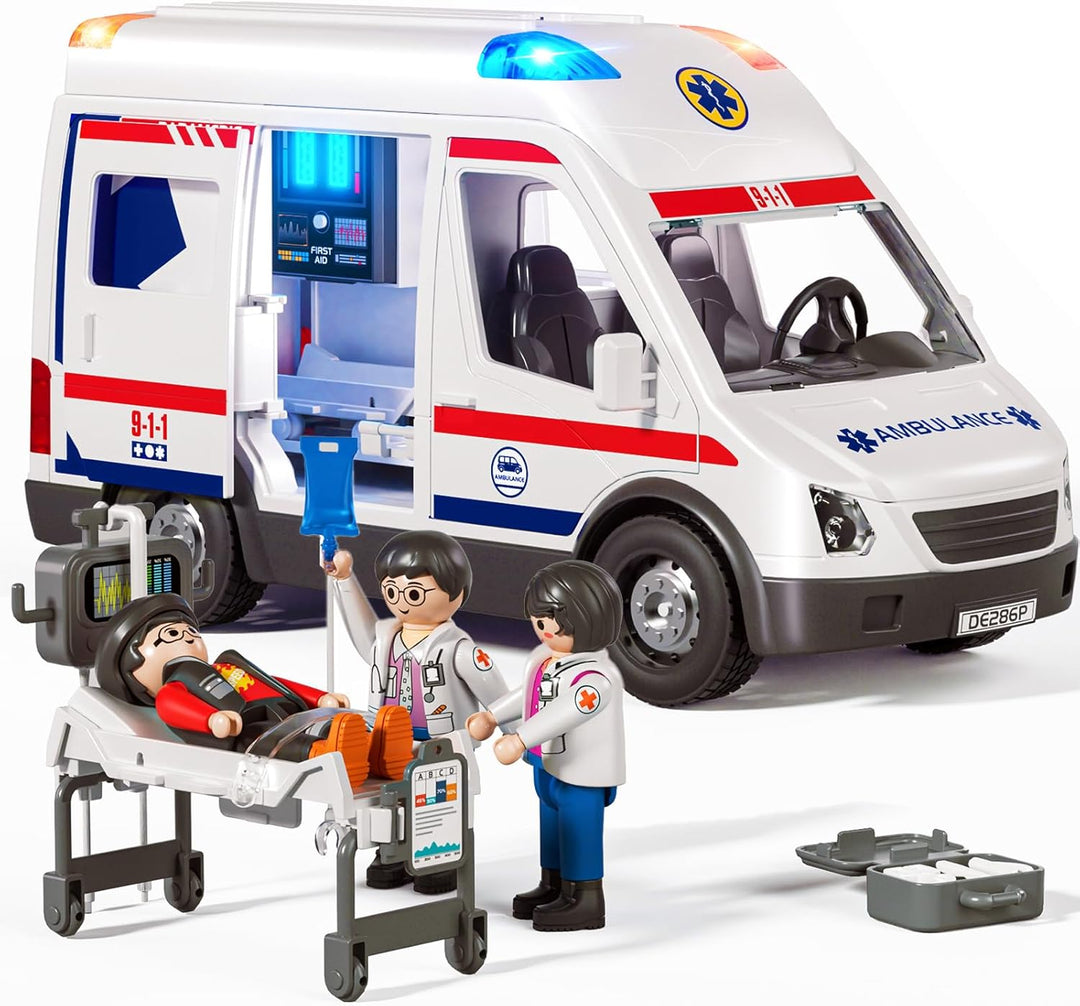 Doloowee Camión de juguete de ambulancia para niños de 3 a