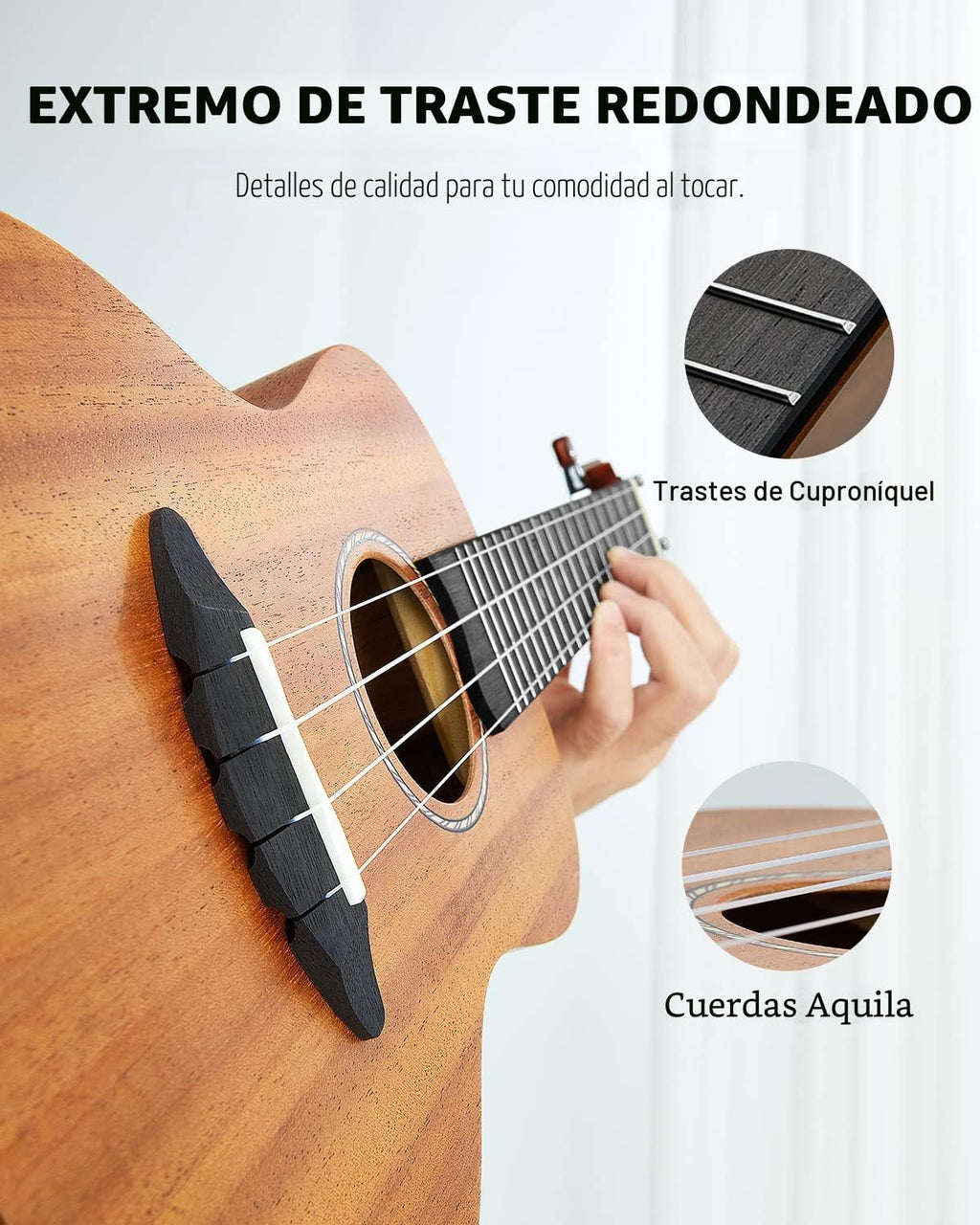 Donner Kit de ukelele para concierto, de madera de caoba y 23 pulgadas, principiante, con clase en línea gratuita, bolsa de actuación, correa, cuerda de nailon, afinador, púas, paño de limpieza, DUC-1