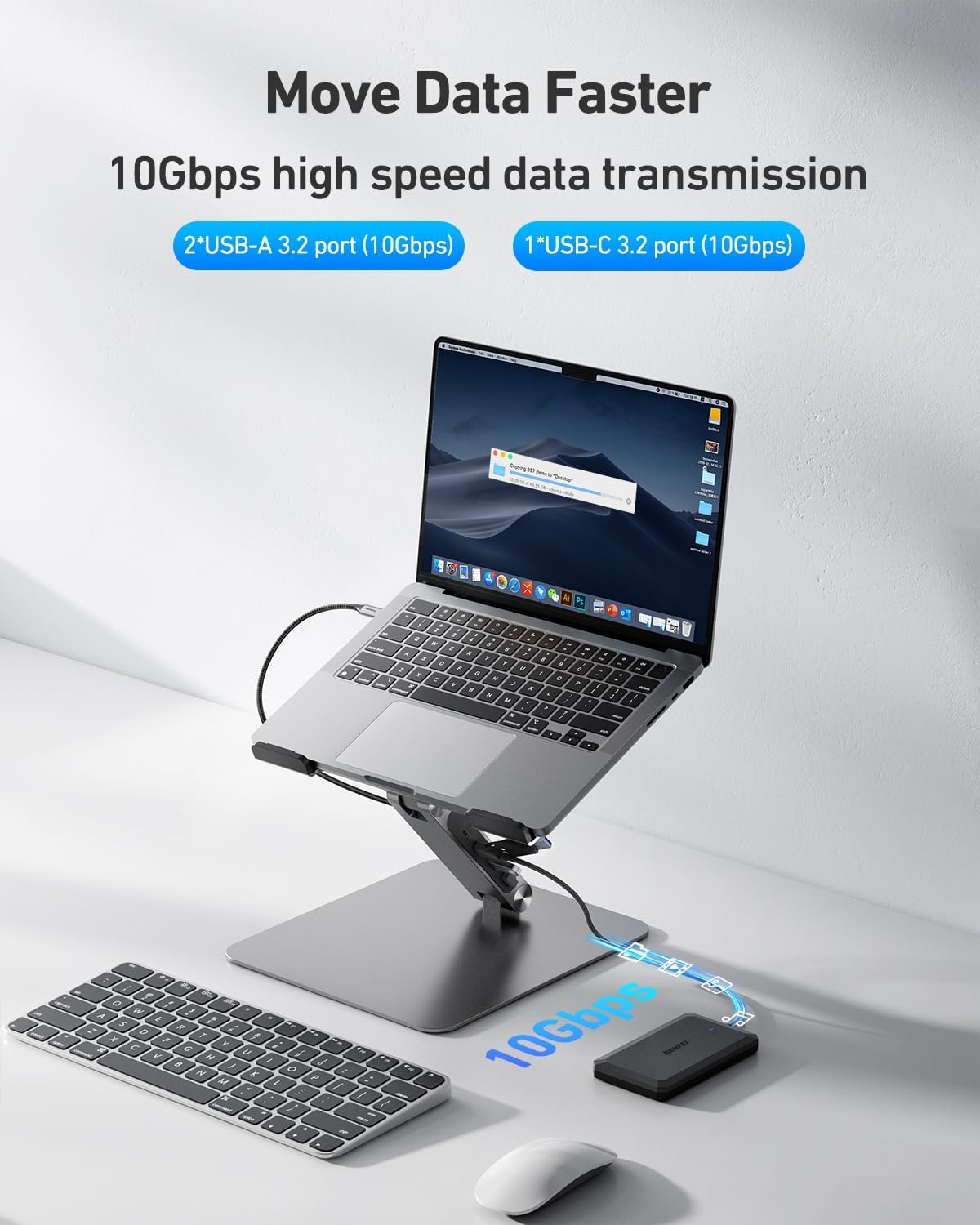 BENFEI Soporte para portátil con estación de acoplamiento USB C 6en...