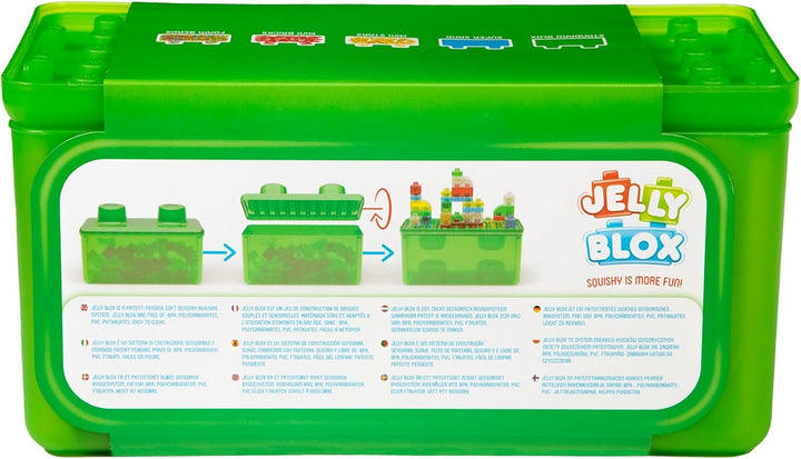 Jelly Blox Caja de Almacenamiento 2-en-1 Stash 'N Stack con 30...