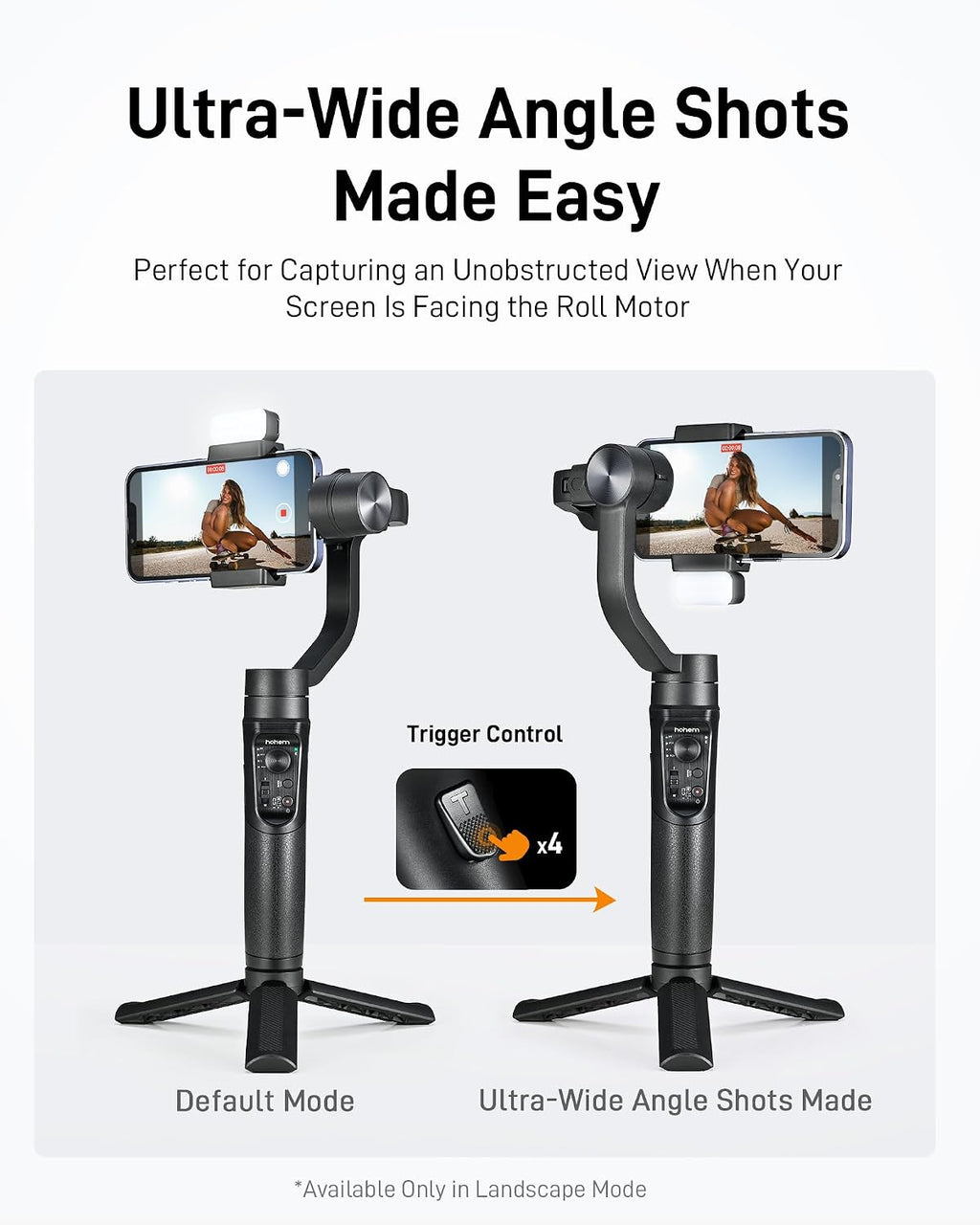 hohem iSteady Mobile+ Kit estabilizador de cardán para teléfono inteligente, cardán de teléfono de 3 ejes con luz de relleno, modo ultra gran angular, Inception de 600°, estabilizador de vlog de