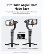 hohem iSteady Mobile+ Kit estabilizador de cardán para teléfono inteligente, cardán de teléfono de 3 ejes con luz de relleno, modo ultra gran angular, Inception de 600°, estabilizador de vlog de