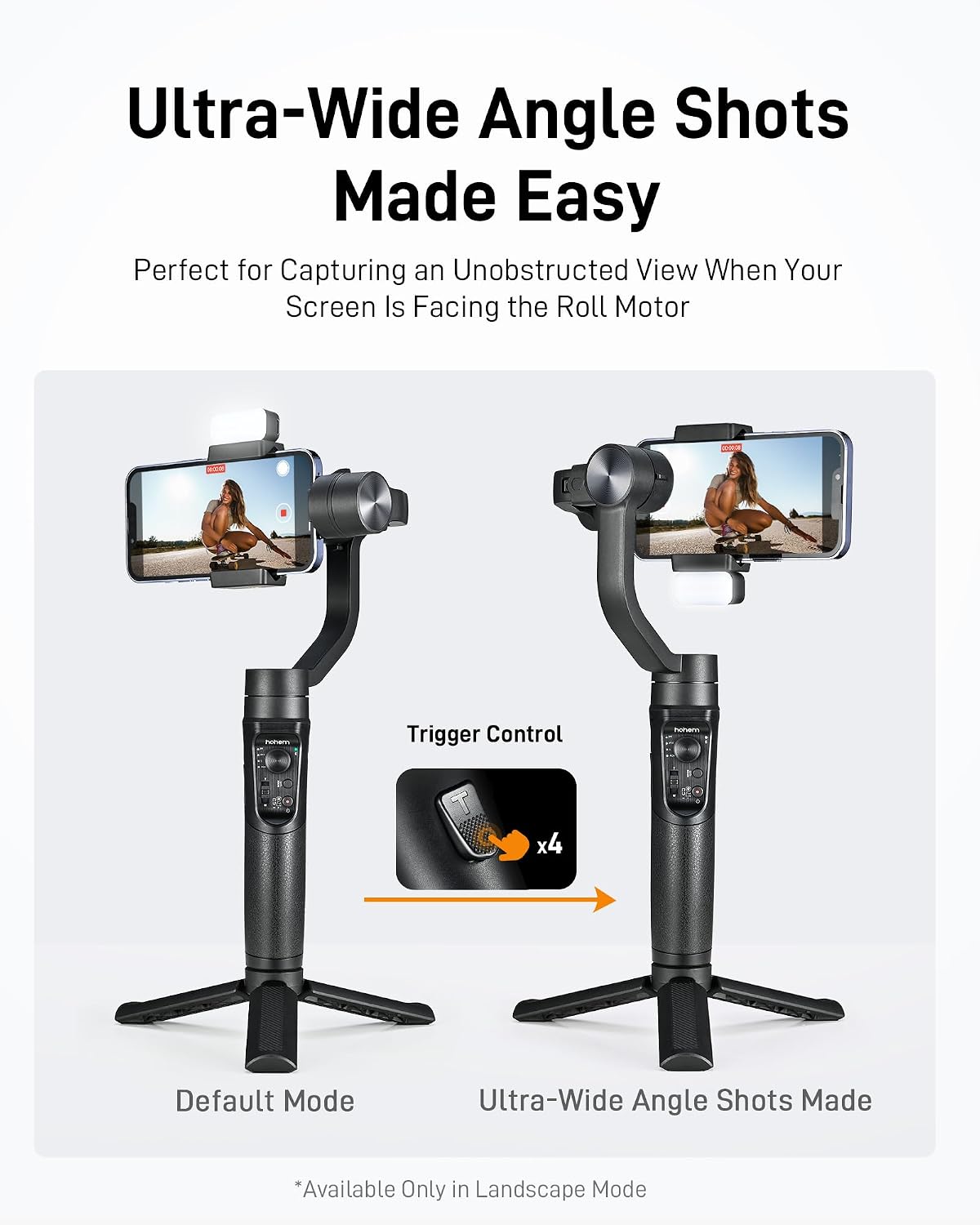 hohem iSteady Mobile+ Kit estabilizador de cardán para teléfono inteligente, cardán de teléfono de 3 ejes con luz de relleno, modo ultra gran angular, Inception de 600°, estabilizador de vlog de