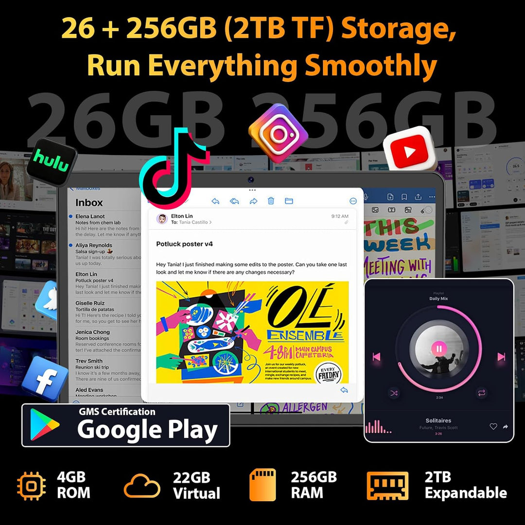 Tablet Android 2026 con teclado, tableta Android 16 mejorada con 26...