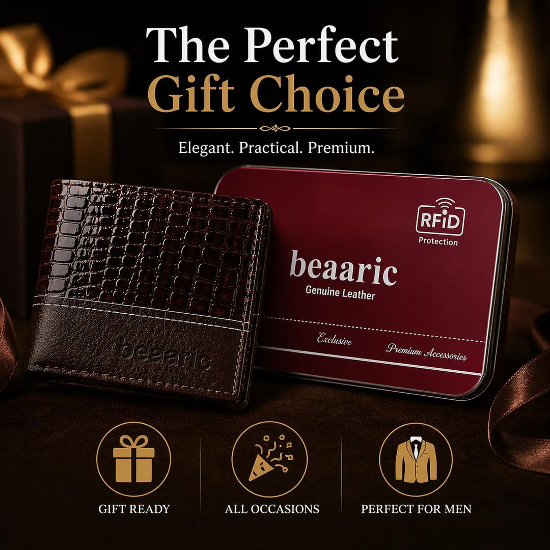 Beaaric Cartera de piel con bloqueo RFID para hombre, delgada y ple...