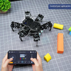 Robot hexápodo 18DOF para programación Arduino, Spider Walking Crawling Self-Balancing AI Visión Control de Voz, Evitación de Obstáculos, Educación STEM Robot de código abierto con tutoriales, kit estándar miniHexa