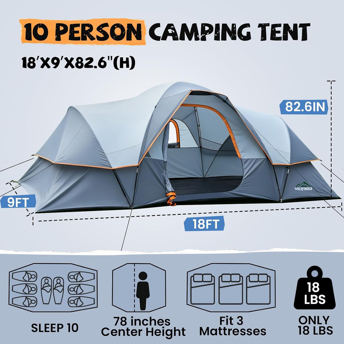 Tienda de campaña para 10 personas, tienda familiar para acampar