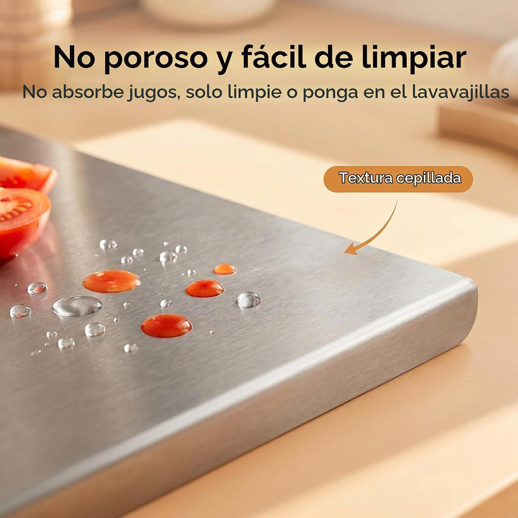 Tabla de cortar de acero inoxidable, 19.7 pulgadas de largo x 15.7 pulgadas