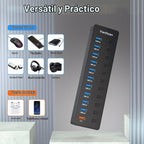 vantisan, A2011, hub USB 3.0 de 11 puertos, alimentado, con puerto de carga inteligente