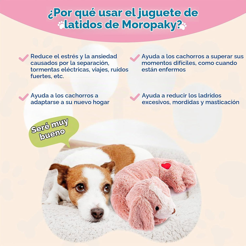 Moropaky Juguete de Latidos del Corazón para Cachorro, Juguete de Peluche para Cachorro para Ayuda en la Calma del Perro, Juguete de Latidos del Corazón para Cachorro para Alivio de la Ansiedad de