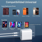 Cargador para iPhone 18 Duo 17 16, carga rápida, cargador USB C de 10 pies
