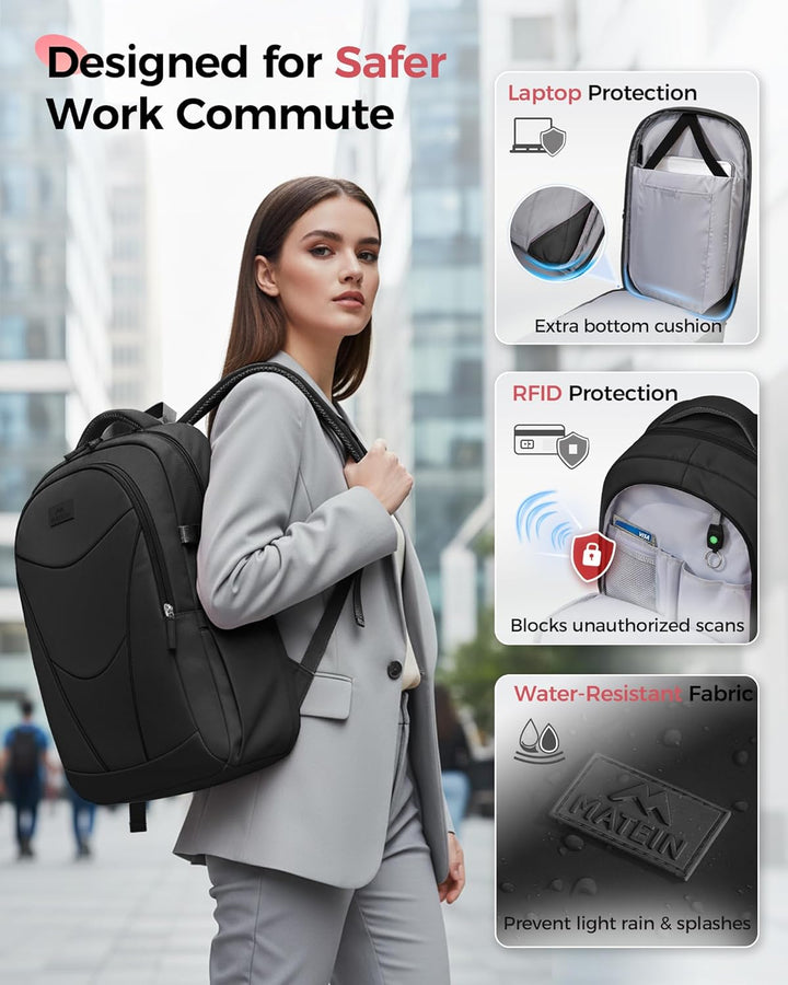 MATEIN HER Mochila de trabajo para laptop con compartimento para al...