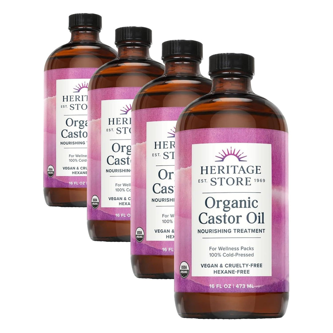 HERITAGE STORE Aceite de ricino orgánico - Botella de vidrio - Trat...