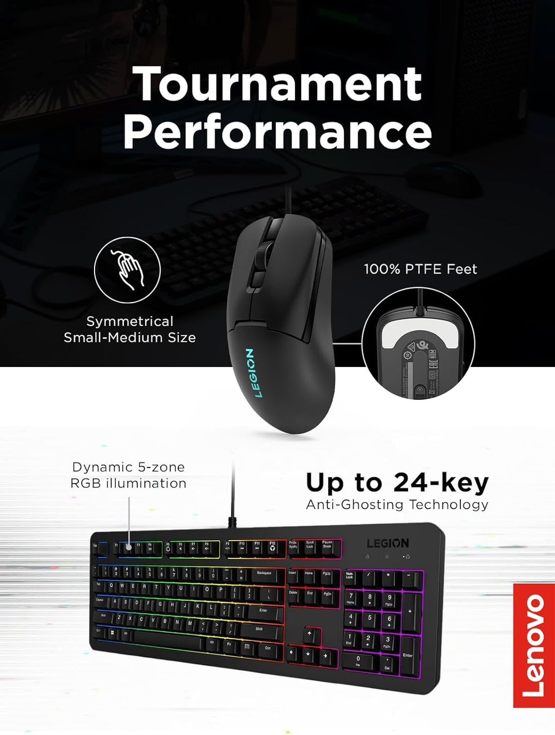 Lenovo Legion KM310 RGB - Combo de teclado y mouse para juegos con...