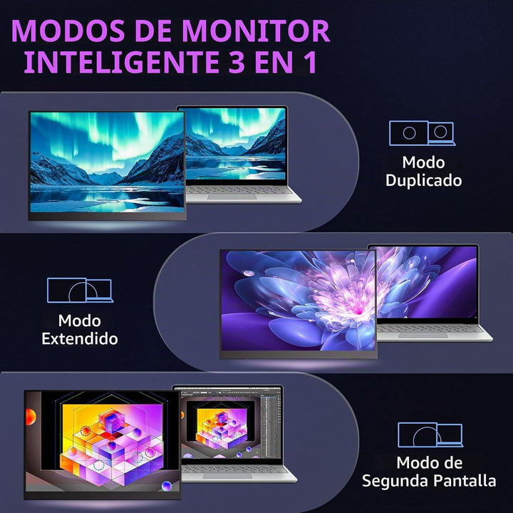 WUAWE Monitor portátil de 14 pulgadas con función atril para laptop...