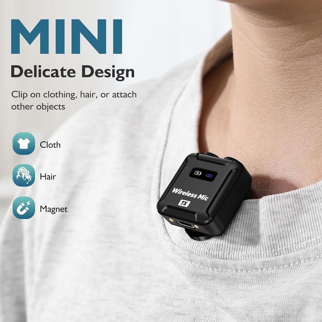Ecomxia Micrófono Lavalier inalámbrico (2 TX + 1RX + estuche de car...