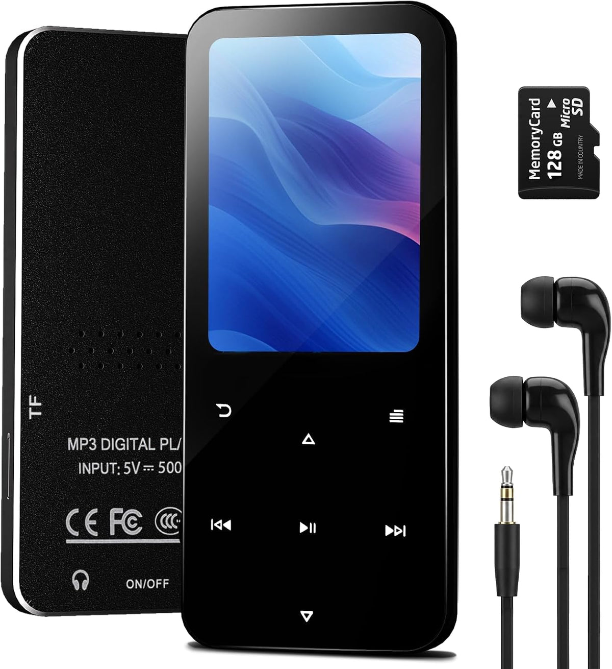 Reproductor MP3 de 144 GB con Bluetooth 5.2, auriculares incluidos (negro)