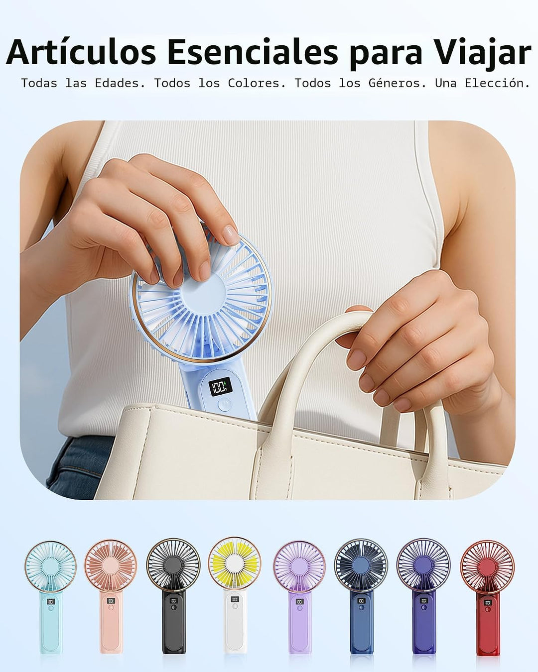 TUNISE Ventilador de mano portátil, ventilador portátil recargable,...