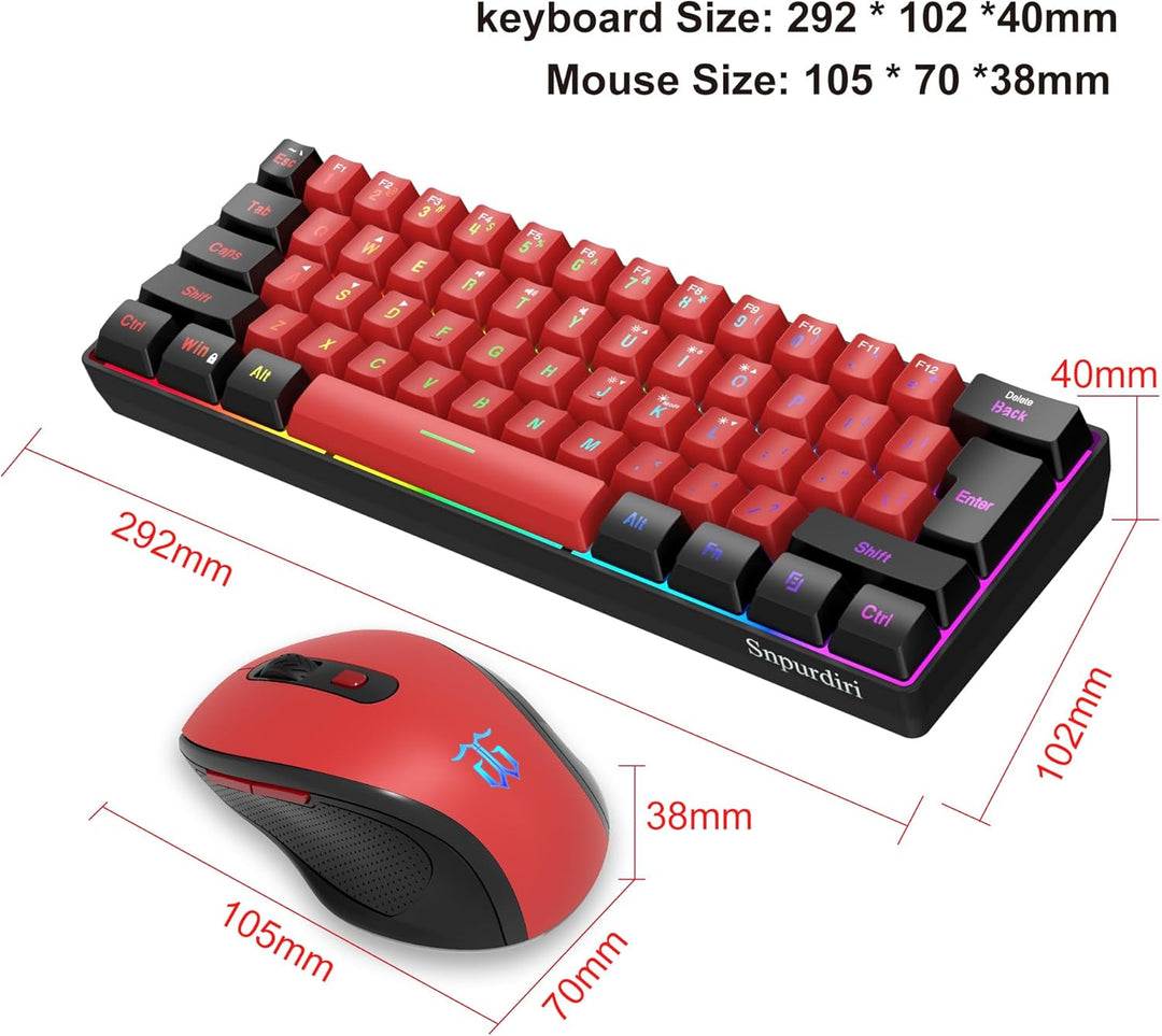 Snpurdiri Combo de teclado y mouse inalámbricos para juegos 2.4G, t...