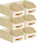 Contenedores de almacenamiento de tela para organizar, paquete de 6 cajas de almacenamiento grandes trapezoidales plegables con asa frontal, organizadores de armario y almacenamiento para