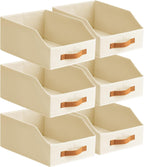 Contenedores de almacenamiento de tela para organizar, paquete de 6 cajas de almacenamiento grandes trapezoidales plegables con asa frontal, organizadores de armario y almacenamiento para