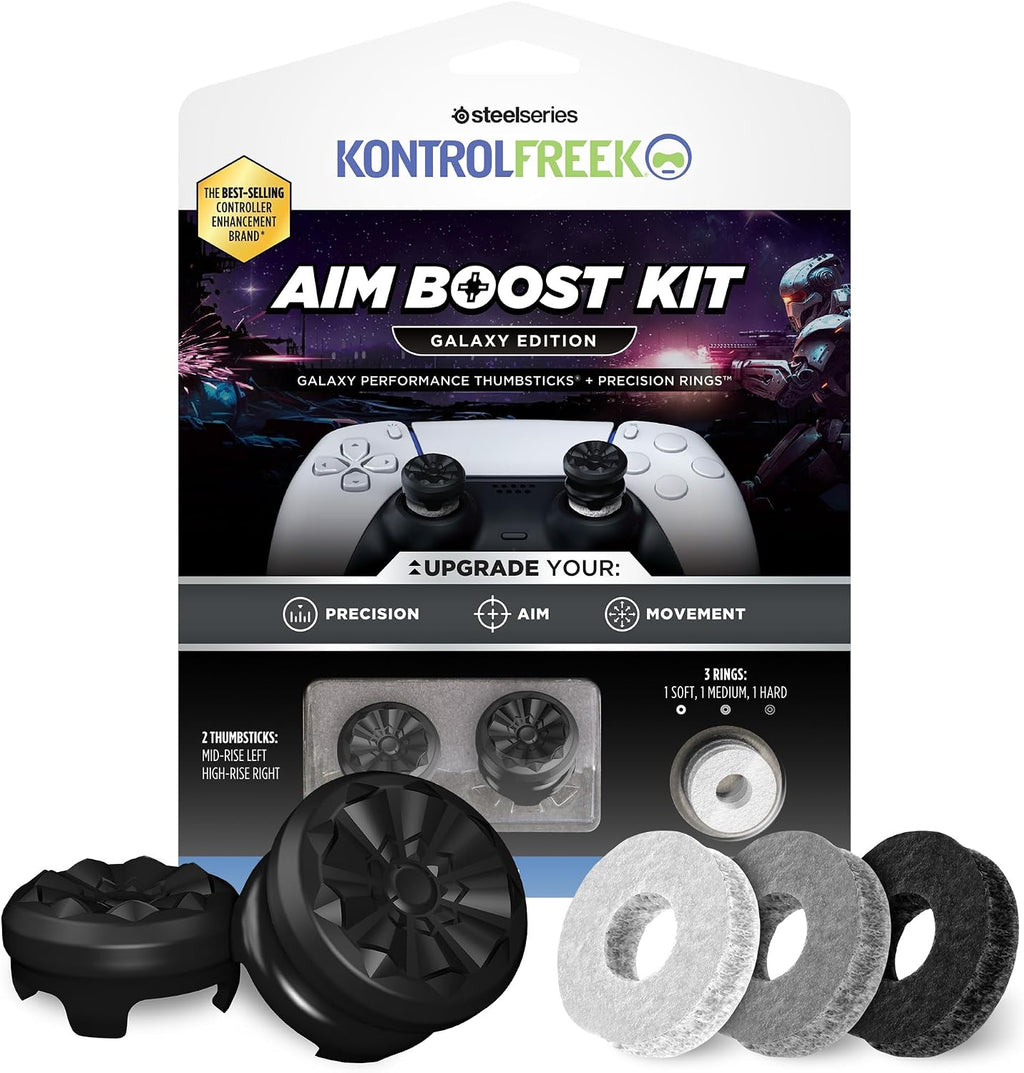 KontrolFreek Kit de mejora de puntería para control de PlayStation 5 (PS5) y PlayStation 4 (PS4) | Incluye pulgares de rendimiento y anillos de precisión | Edición Black Galaxy