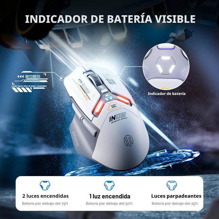 INPHIC IN9 Ratón inalámbrico para juegos, True Tri-Mode Bluetooth\/...