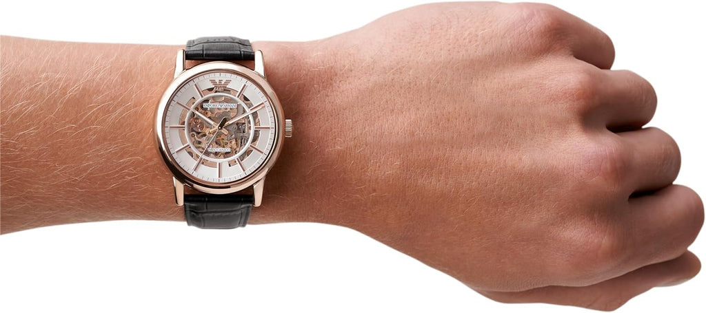Reloj Emporio Armani para hombre de tres manecillas, automático o cronógrafo, con correa de acero inoxidable o cuero